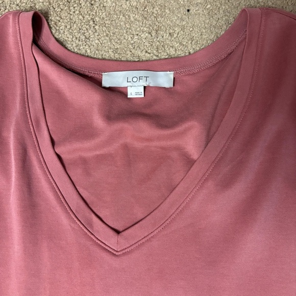 LOFT Dress Womens Size Small Cinch Waist Sleeveless Coral Modal Mini Pockets - Picture 2 of 5